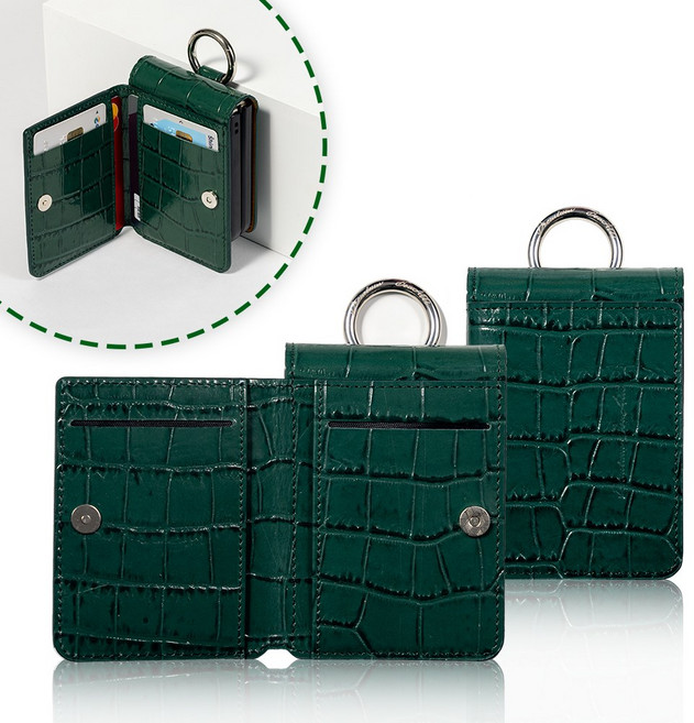 갤럭시 Z플립 6 5 4 3 천연소가죽 크로커 카드수납 지갑형 케이스 아토