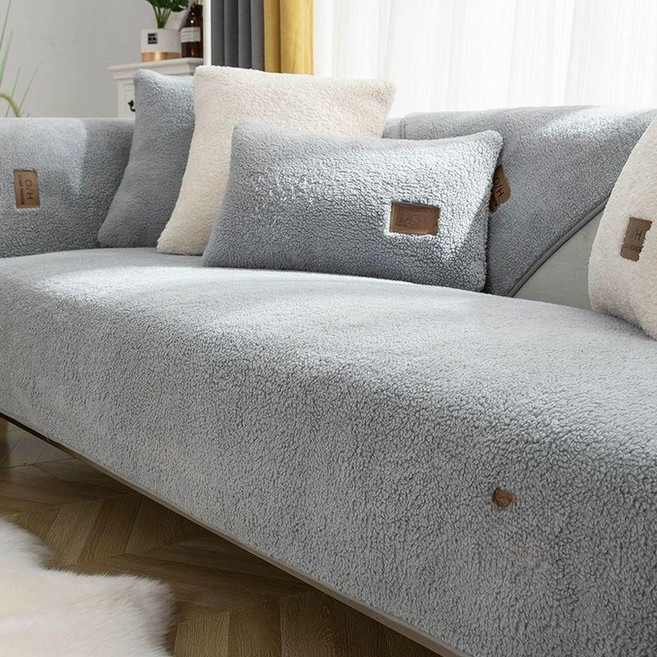 겨울 양털 소파 타월 거실 쇼파 고양이 거실용, 양모-연회색, 1개