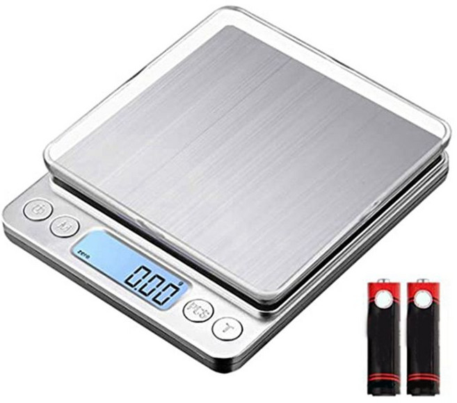 작은 주방 규모 3kg/0.01g 미니 고 정확도 요리 스케일 LCD 디스플레이가있는 포켓 스케일, 은, 1개