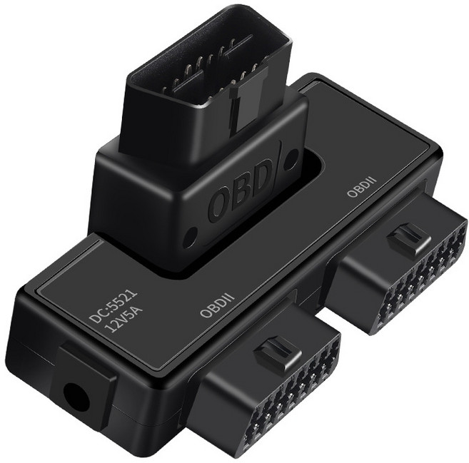 차량용 OBD2 포트 확장 어댑터 16핀 OBD 스플리터 DC5521 전원포트 OBD 장비 2대 동시 연결