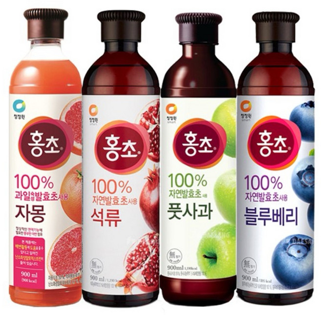 홍초 음용식초 자몽 900ml + 석류 900ml + 풋사과 900ml + 블루베리 900ml, 1세트