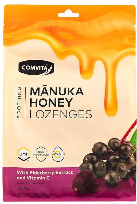 COMVITA 콤비타 프로폴리스 엘더베리의 목 사탕 500g(약 100립) 마누카 꿀, 1개