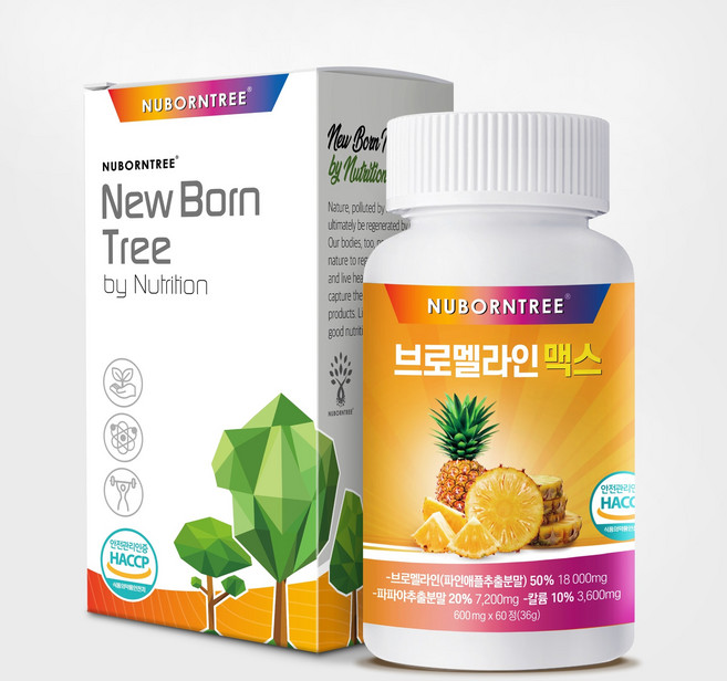 브로멜라인 18000mg 맥스 보이차 레몬밤 모링가 배합 파인애플효소, 1개, 60정