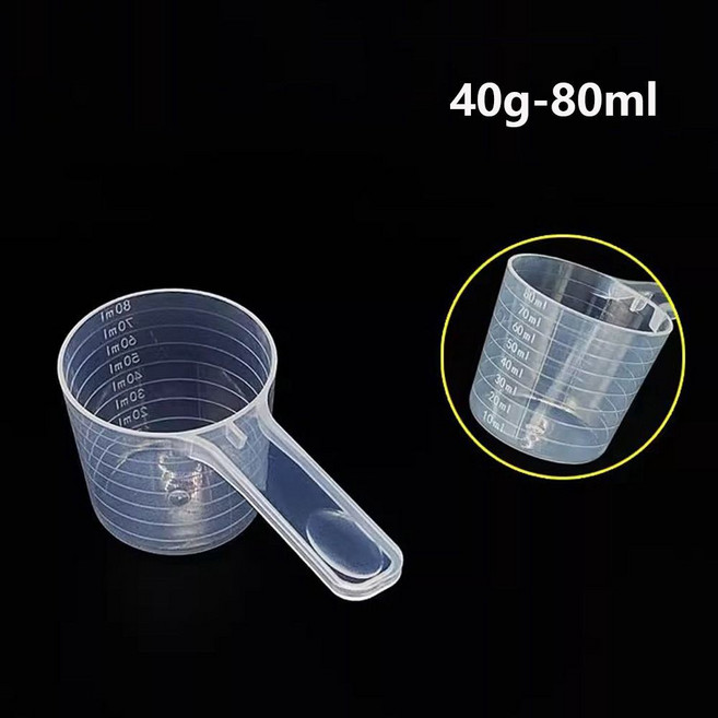 평평한 바닥 숟가락 커피 스쿠프 플라스틱 계량 스푼 체중계 하이 퀄리티 가정 주방 베이킹 액세서리 세트당 5, 1개, 40g 80ml