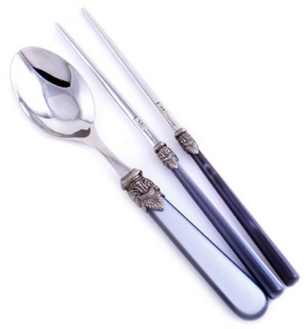 EME 나폴레옹 한식기 수저세트 레드, 그레이 색상, 스푼+젓가락, 3세트