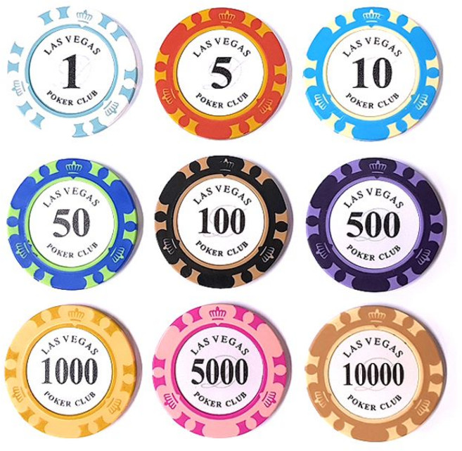 라스베거스 카지노칩 포커칩 스포츠 5(레드) 1EA, 50(블루) 1EA, 1개, 50(블루) 1EA