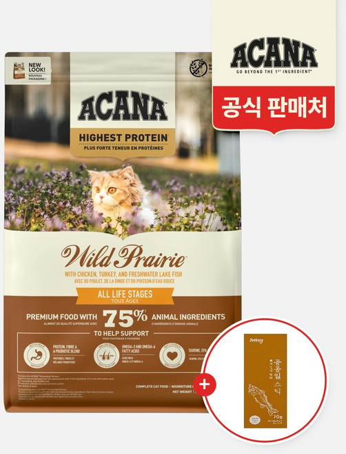 아카나 와일드 프레이리 캣 340g+공공일스틱 명태 1팩, 1개, 340g, 닭