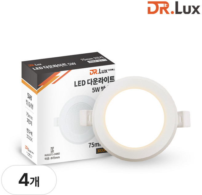 닥터룩스 LED 다운라이트 3인치 5W 방습형, 4개, 전구색