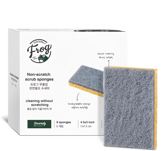 프로그 무흠집 펄프 수세미, 6개입, 1개