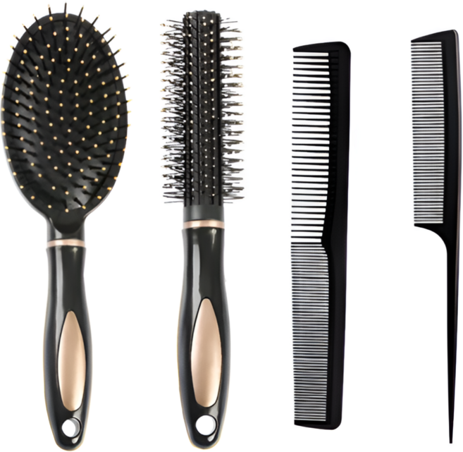 한솔템 헤어 빗 4종세트 헤어 브러쉬, 1개, 블랙