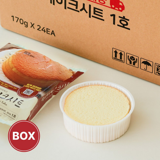 [박스] 장가네제과 수제 케이크시트 (화이트/1호) [노오븐 케이크만들기 식자재도매 카페디저트납품], 24개, 170g