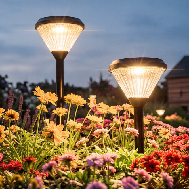 신성나라 태양열 정원등 태양광 문주등 가로등 전구 LED 외등 마당 경관 조명 다이아 말뚝형, 노란빛
