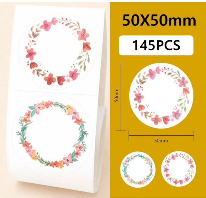 님봇라벨지 Niimbot B21 B3S B1 B2 라벨프린터 용지 원형 꽃테두리 스티커 50*50mm, 1개, 145칸