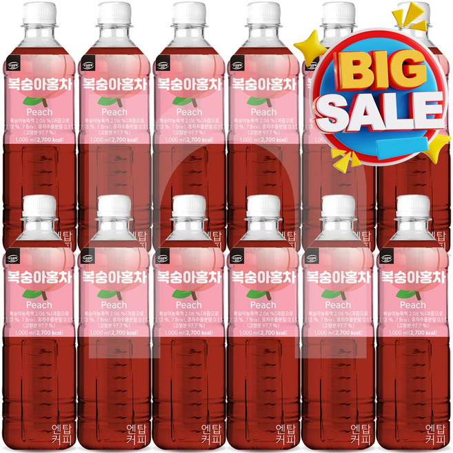 대호 복숭아홍차 액상 (1000ml ), 1L, 12개