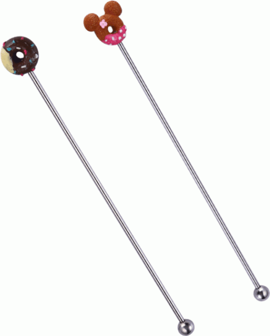 샹그리아 칵테일 머들링 우드 머들러 롱스푼, 1개, 6도넛머들러-블루