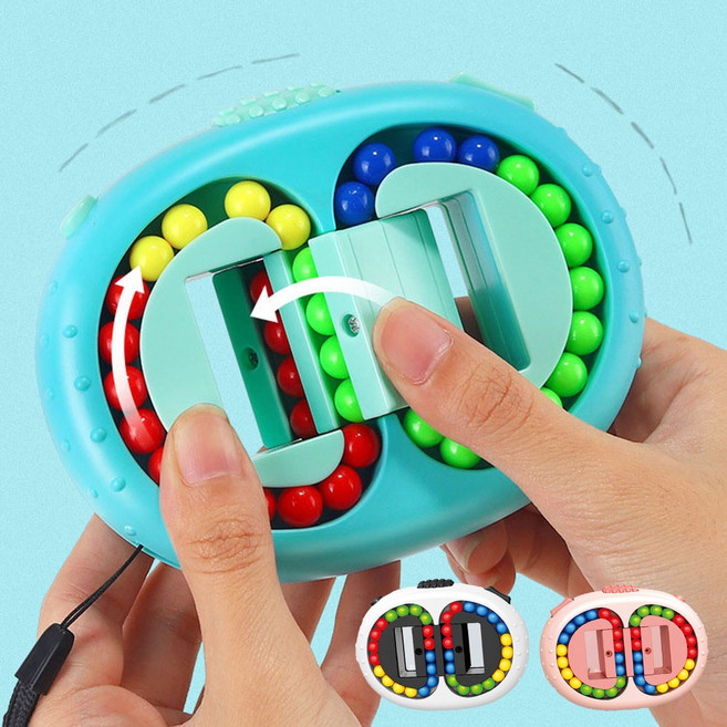 피젯토이 매직빈 스피너 구슬 큐브 퍼즐 팝잇 스트레스 해소 집콕 놀이 회전 손 장난감, 블루, 1개