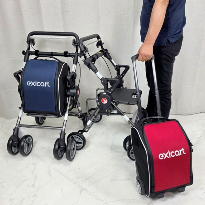 어르신보행기 접이식 EXCT-01R 노인보행보조기 실버카 노인유모차 할머니유모차 어르신걸음보조기 장기요양 복지용구, 레드, 요양등급 본인부담금 15%, 1개