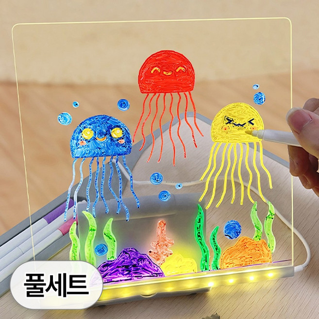 LED 아크릴 무드등 네온보드 만들기 DIY 풀세트 나만의 그림 꾸미기 그리기 감성 조명 예쁜 인테리어 빛나는 램프, 혼합색상(대형)