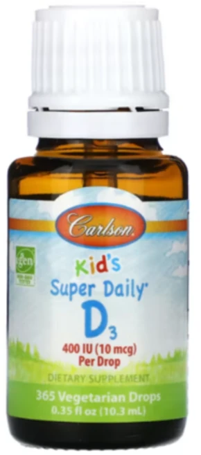 [정품보장]칼슨 키즈 슈퍼 데일리 비타민 D3 10mcg Carlson 10.3ml X 1병, Carlson, 어린이용 Super Daily® 비타, 1개 - 쿠팡