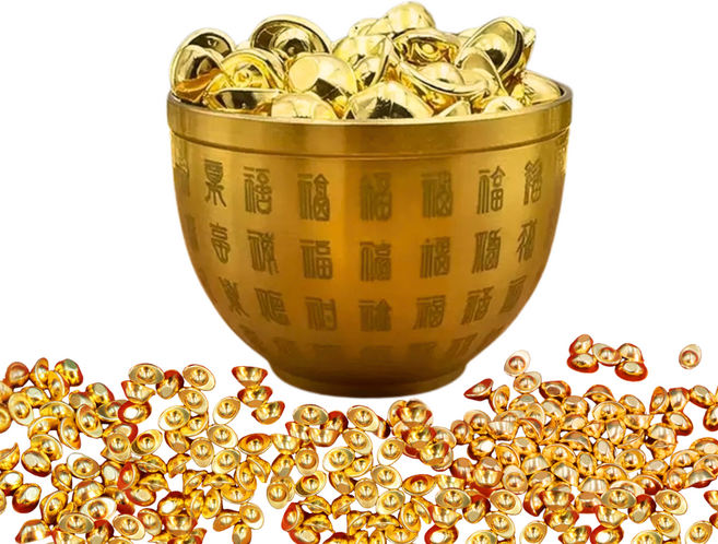 글로윅 재물운 풍수 항아리 금원보 미니어처 집들이 개업 선물 인테리어 소품, 골드