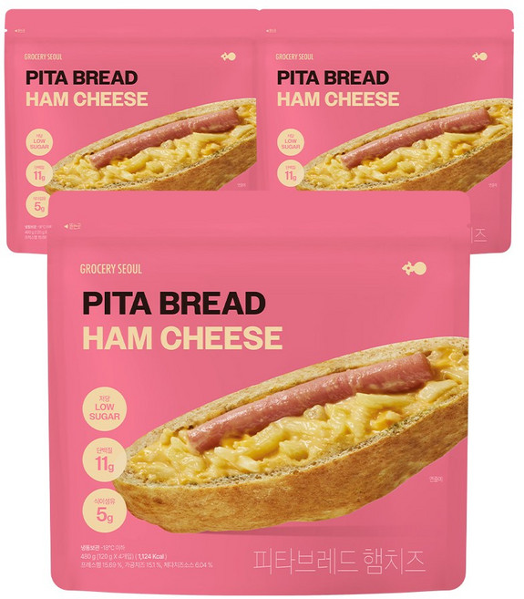 그로서리서울 피타브레드 햄치즈 480g 3봉 (12개입), 3개