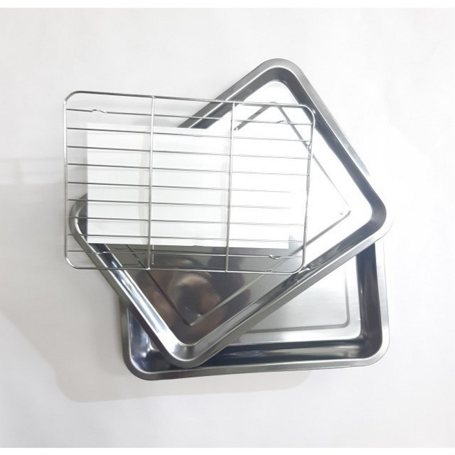 스텐레스 밧드 3종 세트 / 중 대 특대 왕대 트레이 쟁반 튀김망 채반 스텐통 사각 바트, 중(31.5×21.5×4.5cm), 1개