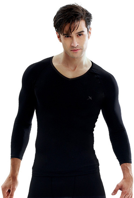 기어엑스 남성용 일반겨울 8부소매브이넥 언더레이어 상의