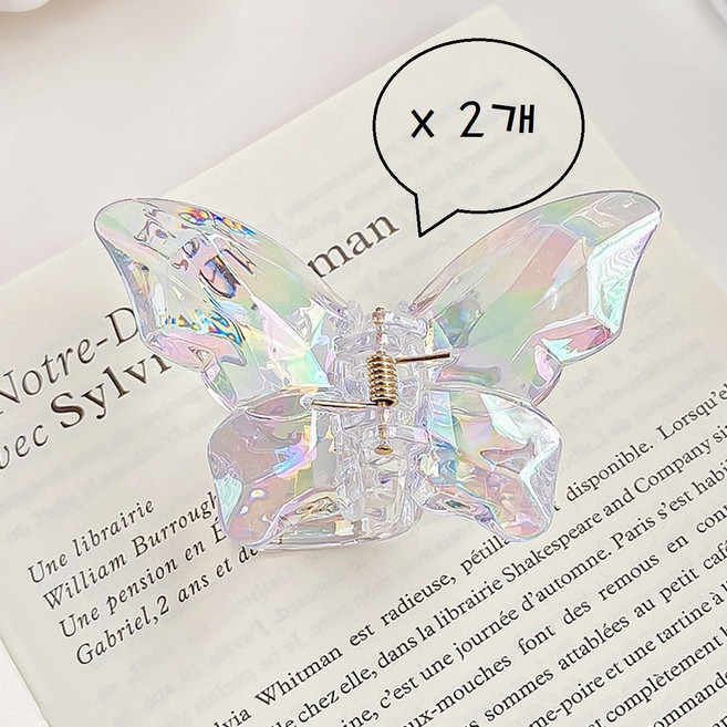 오로라 홀로그램 올림머리 반머리 헤어집게핀