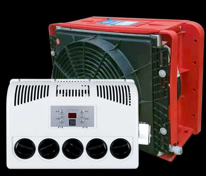 자동차 에어컨 차박 휴대용 대형 차 트럭 RV 지게차, 1개, 2. 24V주차에어컨풀세트-레드