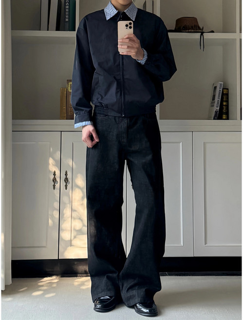 【復古翻領】哈靈頓夾克 棒球服外套 假兩件夾克 短款外套 秋季外套 休閒夾克 美式復古 卡其色 翻領設計 百搭通勤 男生穿搭