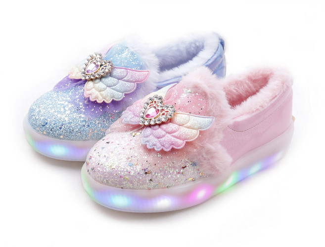 풋풋 날아봐 LED 털슬립온 아동털신발 라이트운동화