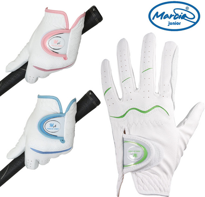 마르시아 어린이용 반양피 골프장갑 (왼손에착용) 1장 (주니어골프장갑), [블루라인]