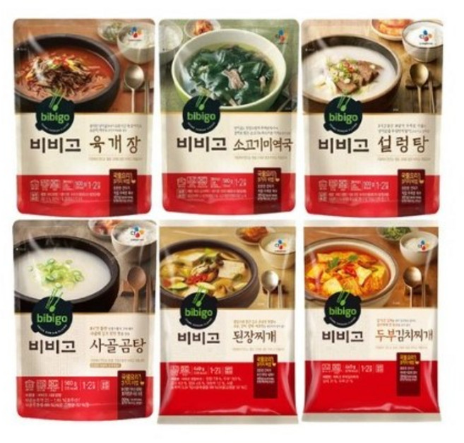 비비고 국 탕 찌개 6종(두부김치 된장찌개 육개장 소고기미역국 사골곰탕 설렁탕), 3세트