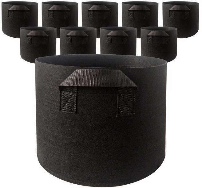 부직포 화분(묶음) 숨쉬는화분 다용도 친환경 실내 베란다 텃밭 대형화분, 블랙, 10개