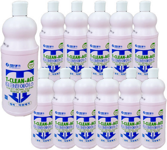 티크린 에이스 입 친환경 변기 세정제 욕실 화장실 요석 찌든때 물때 청소 세제, 12개, 1000ml