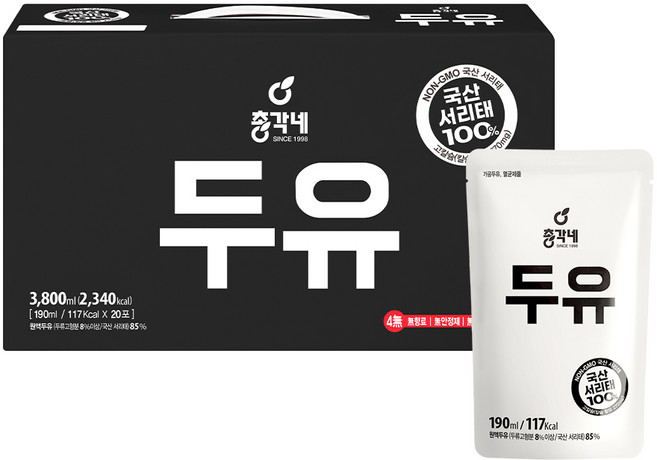 총각네 검은콩 두유, 190ml, 20개