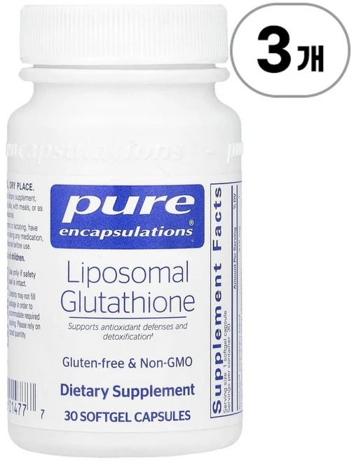 퓨어 인캡슐레이션 리포좀 글루타치온 375mg Pure Encapsulations Liposomal Glutathione 375 mg 30정, 3개 - 쿠팡