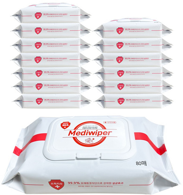메디와이퍼 손소독 티슈 캡형, 80매, 13개