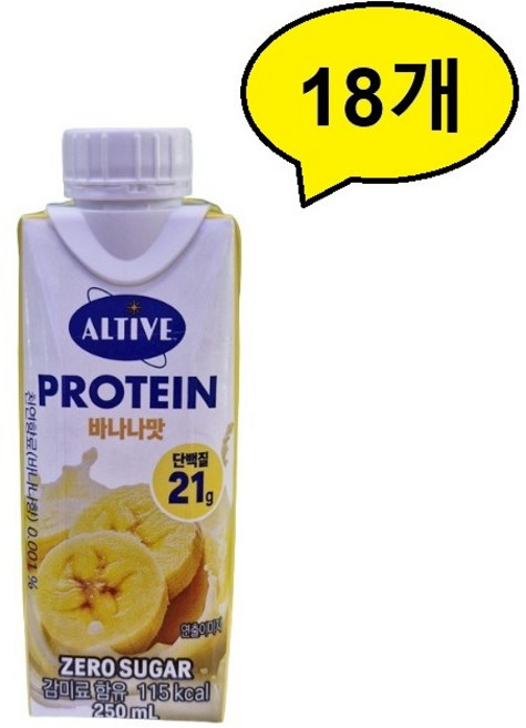 얼티브 비건 프로틴 바나나맛, 250ml, 18개