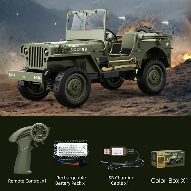 JJRC C8815 Rc 자동차 1941 JEEP WILLYS 2.4g 4wd RTR 크롤러 등반 규모 군용 트럭 오프로드 차량 어린이를, 03 C8815 Color box, 1개