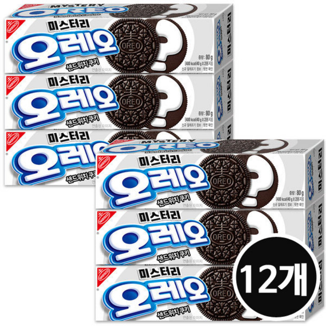 [동서식품] 미스터리 오레오 80g x 12개 / 다크초코 샌드쿠키 스낵과자 사무실 학교 간식파티