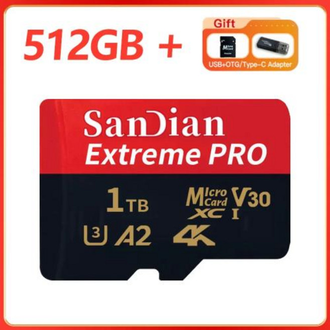 SD 메모리 카드 미니 클래스 10 A2 U3 플래시 휴대폰 드론 128GB 256GB 512GB 1TB, black 512GB, 07 다크 레드