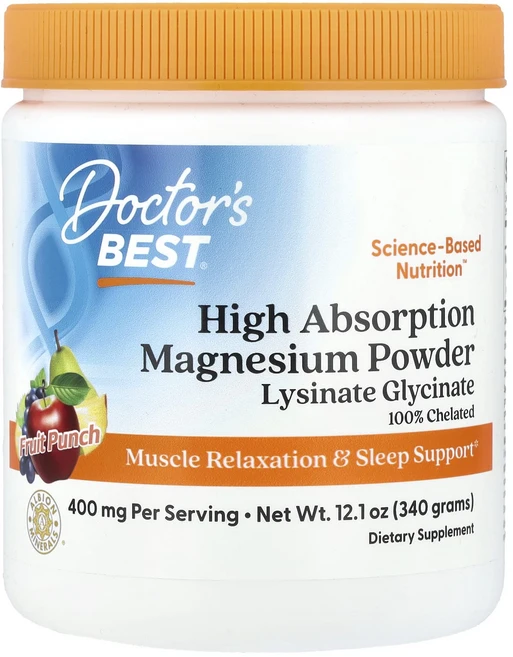 Doctor's Best 고흡수 마그네슘 분말 과일 펀치 340g(12.1oz), DoctorsBest고흡수마그네슘분말과일펀치340g12, 340g, 1개 - 쿠팡