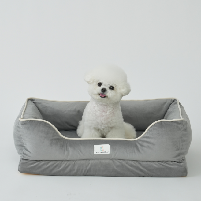 강아지 방석 스펀지 쿠션 분리세탁 가능 미끄럼방지 애견 침대 중형견 소형견 겸용 푹신한 반려동물 펫방석, 그레이, 1개