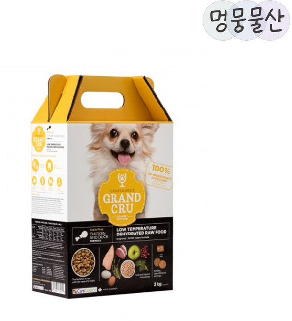 캐니소스 전연령 강아지 그랑크뤼 동결건조 사료, 닭+오리, 1개, 2kg