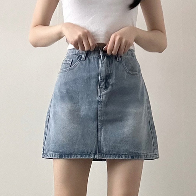 소유진 여성용 MZ워싱 데님 미니 스커트