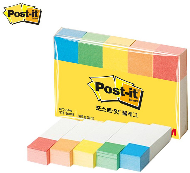 3M 포스트잇 페이지마커 670-5PN 100장, 1개, 500개입