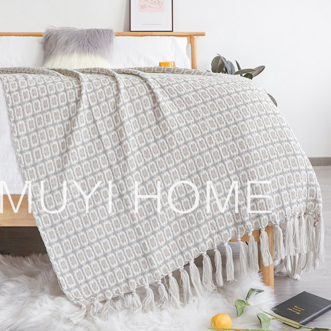 니트 손뜨개 체크 블랭킷 대형 담요 쇼파 덮개 커버 러그 캠핑 이불