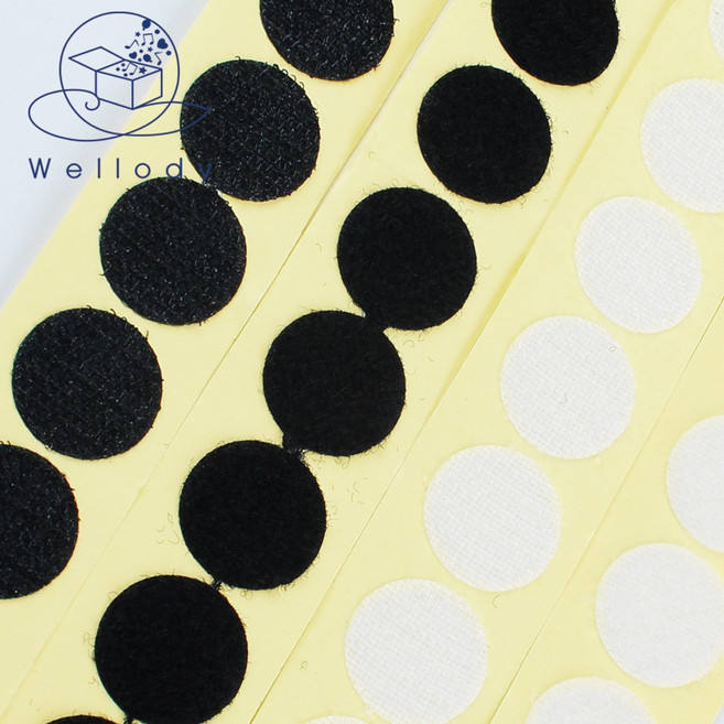 찍찍이 벨크로 velcro 양면 접착형 재봉형 원형 다양한 색상, 원형접착벨크로-블랙(set)-50cm, 1세트, 0