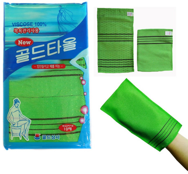 국내산 관리사용 빅사이즈 이태리타올 10매 골드상사 목욕타올 때타올 세신사용 때밀이타올 국내생산, 관리사용 그린, 1세트, 10개입